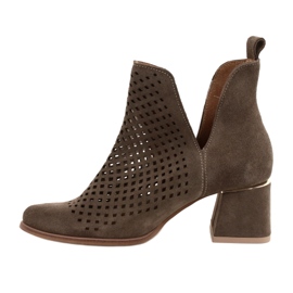 Suede Openwork Boots Lewski Shoes 3165 earth velor brown 3
