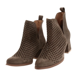 Suede Openwork Boots Lewski Shoes 3165 earth velor brown 4