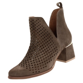 Suede Openwork Boots Lewski Shoes 3165 earth velor brown 5