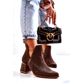 Suede Openwork Boots Lewski Shoes 3165 earth velor brown 1