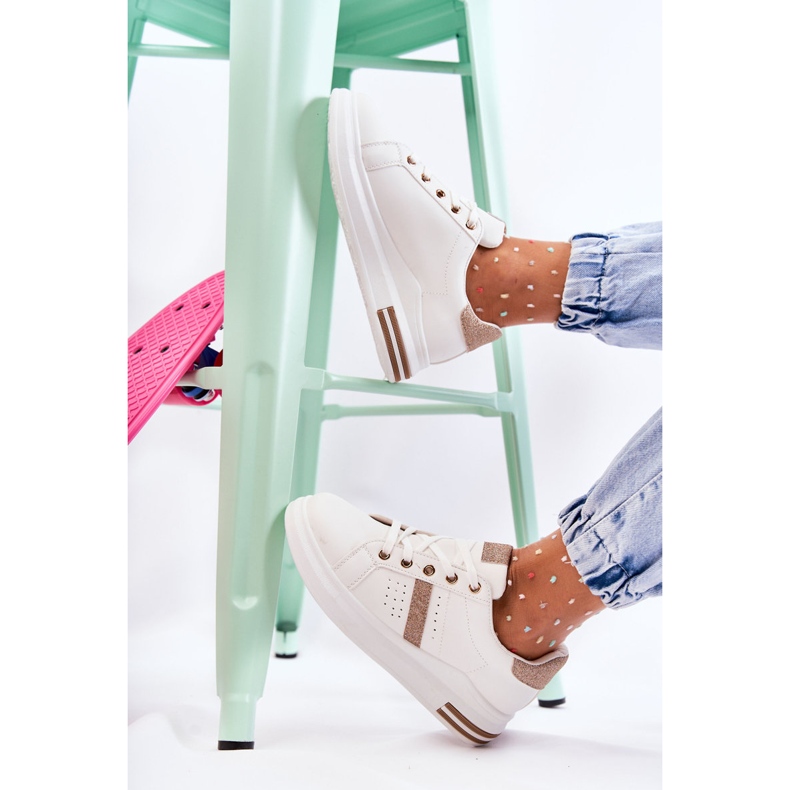 FK2 Women's Sport Shoes, Tied White Otylia golden 1 FK2 Women's Sport Shoes, Tied White Otylia golden 1