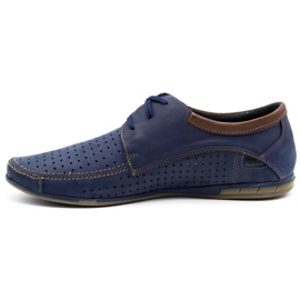 Mario Pala Men's openwork shoes 563 navy blue brown 2
