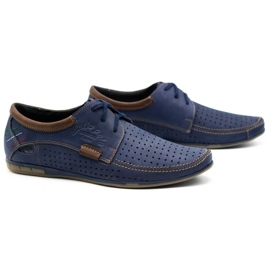 Mario Pala Men's openwork shoes 563 navy blue brown 3