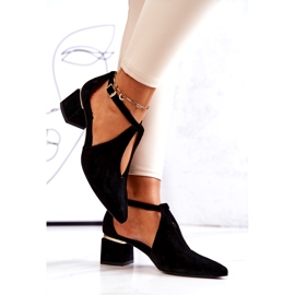 Suede Pumps On Heel Laura Messi 2309 Black 4