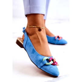 Suede Ballerinas With Chain Lewski Shoes 3125 Blue multicolored 1
