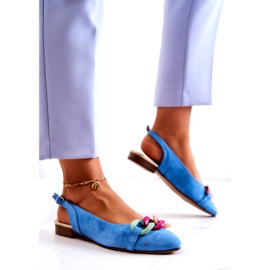Suede Ballerinas With Chain Lewski Shoes 3125 Blue multicolored 2
