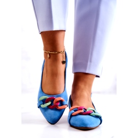 Suede Ballerinas With Chain Lewski Shoes 3125 Blue multicolored 3