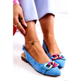 Suede Ballerinas With Chain Lewski Shoes 3125 Blue multicolored 4