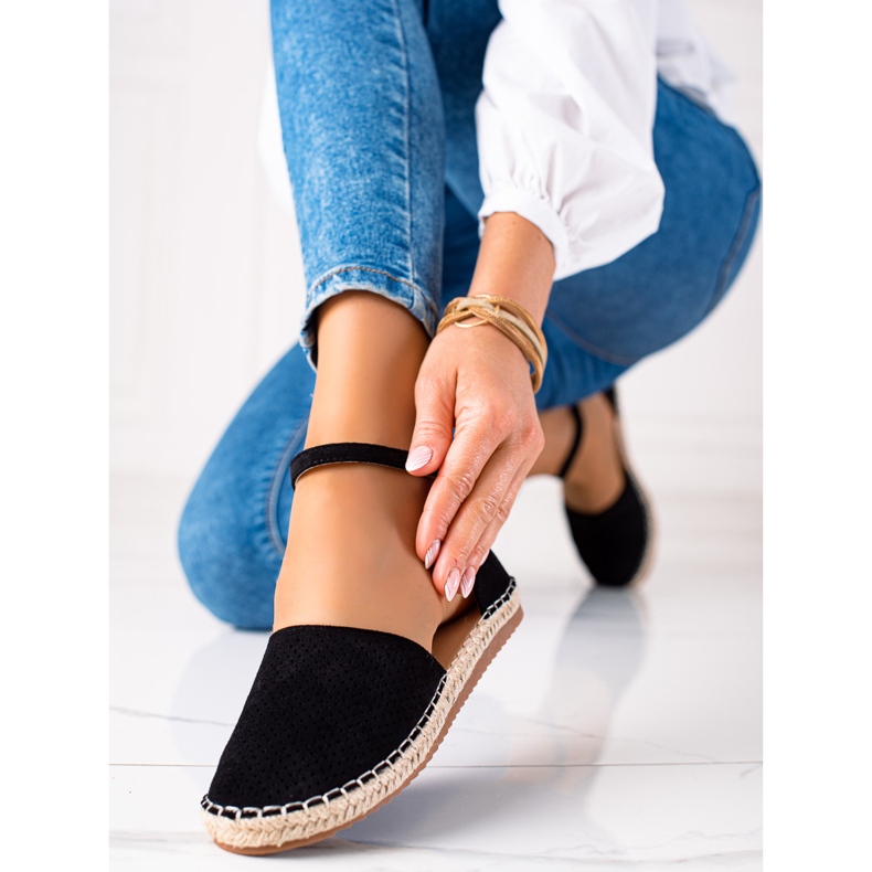 SHELOVET Openwork Espadrilles black 1