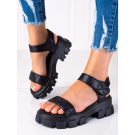 SHELOVET Velcro Sandals black 1