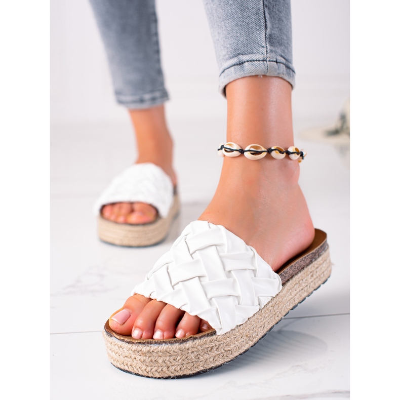 SHELOVET Platform flip-flops white 2