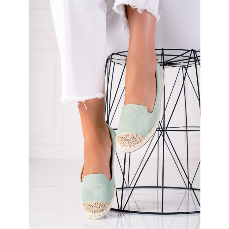 SHELOVET Suede espadrilles green 1