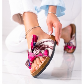 SHELOVET Pink Slippers With A Bow 1