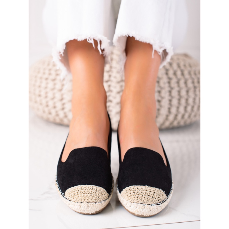 SHELOVET Suede espadrilles black 1