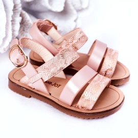 Children's Shiny Snake Pattern Sandals, Pink 4
