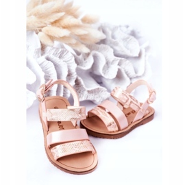 Children's Shiny Snake Pattern Sandals, Pink 3