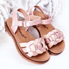 Girls' sandals with a snake pattern pink 1 Girls' sandals with a snake pattern pink 1