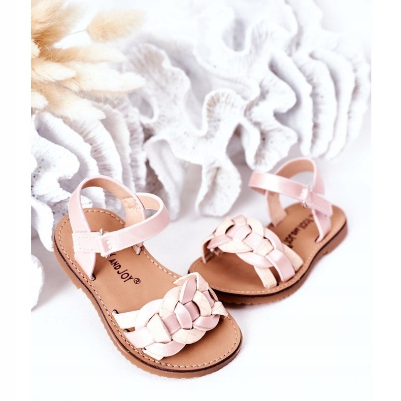 Girls' sandals with a snake pattern pink 3 Girls' sandals with a snake pattern pink 3