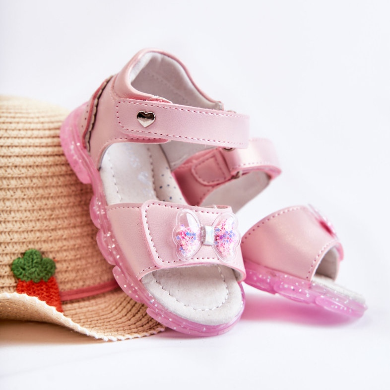 PE1 Comfortable Children's Sandals With Pink Cayo Decoration 1