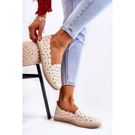 Women's Slip-On Ballerinas With Beige Flowers 2