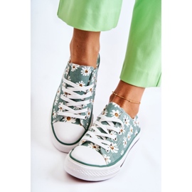 PS1 Women's Low Sneakers With Janey Green Flowers 2