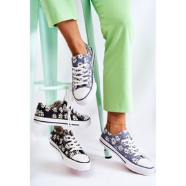 PS1 Women's Low Sneakers With Blue Janey Flowers 2