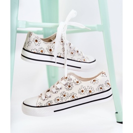 PS1 Women's Low Sneakers With Janey White Flowers 2