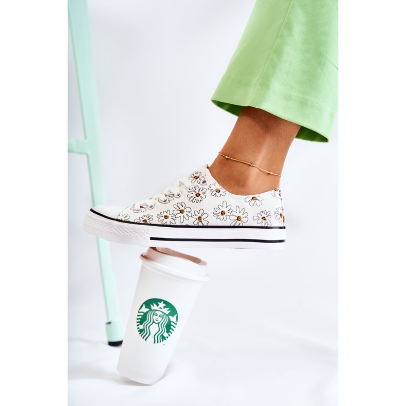 PS1 Women's Low Sneakers With Janey White Flowers 1