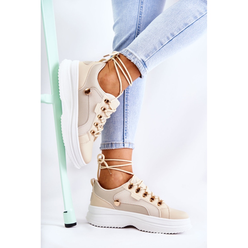 PG1 Women's Sport Leather Shoes Beige Salmira 1