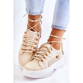 PG1 Women's Sport Leather Shoes Beige Salmira 2