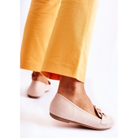 Women's Suede Loafers With Beige Reality Decoration 2