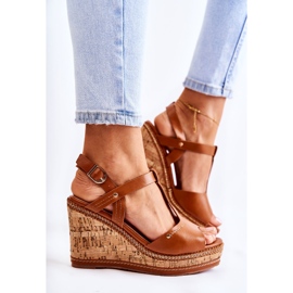 PG1 Classic leather sandals on a brown Valorin wedge 2
