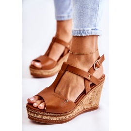 PG1 Classic leather sandals on a brown Valorin wedge 1