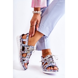 Maciejka Women's Leather Sandals With Velcro 05375-06 Blue multicolored 2 Maciejka Women's Leather Sandals With Velcro 05375-06 Blue multicolored 2