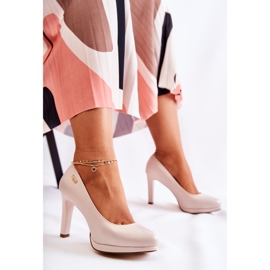Sergio Leone Women's Classic Platform Pumps, Pearl Beige 1
