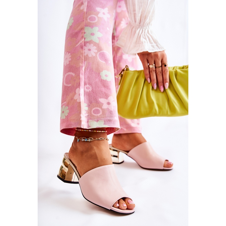 PA2 Leather Women's Slippers On High Heel Pink Perry 1 PA2 Leather Women's Slippers On High Heel Pink Perry 1