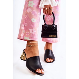 PA2 Leather Women's Slippers On Heel Black Perry 1