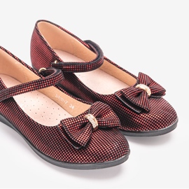 BM Children's red ballerinas with a Tienne bow black 1