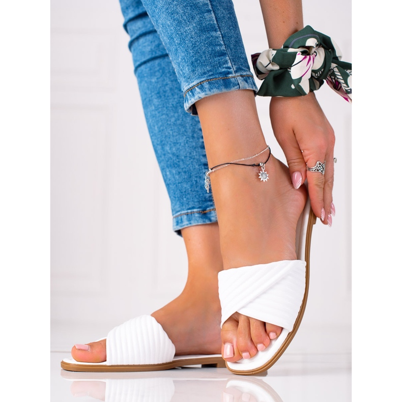 SHELOVET Women's flat slippers white 1 SHELOVET Women's flat slippers white 1