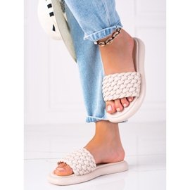 SHELOVET Women's braided slippers beige 1 SHELOVET Women's braided slippers beige 1