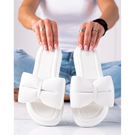 SHELOVET Slippers with a bow white 2