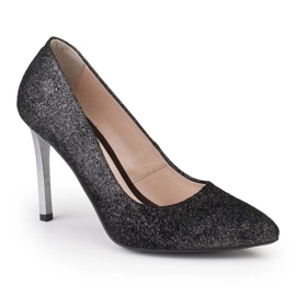 Marco Shoes Black genuine leather stilettos with silver heels 1 Marco Shoes Black genuine leather stilettos with silver heels 1