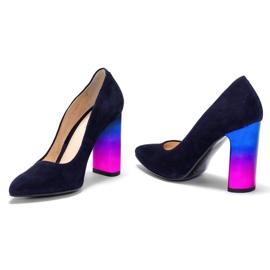 Marco Shoes Elegant leather pump with high heel multi-color navy blue 1
