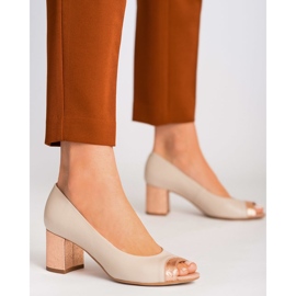 Marco Shoes Beige 1093P pumps with a decorative heel 1