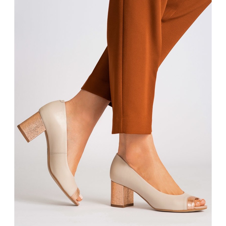 Marco Shoes Beige 1093P pumps with a decorative heel 2 Marco Shoes Beige 1093P pumps with a decorative heel 2