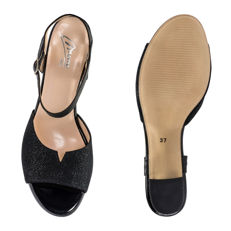 Marco Shoes Black sandals 0624P in interesting leather 1