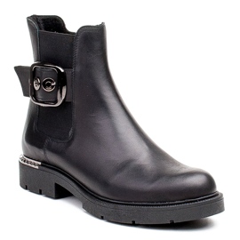 Marco Shoes Marco women's Chelsea boots with a buckle and rubber black 1