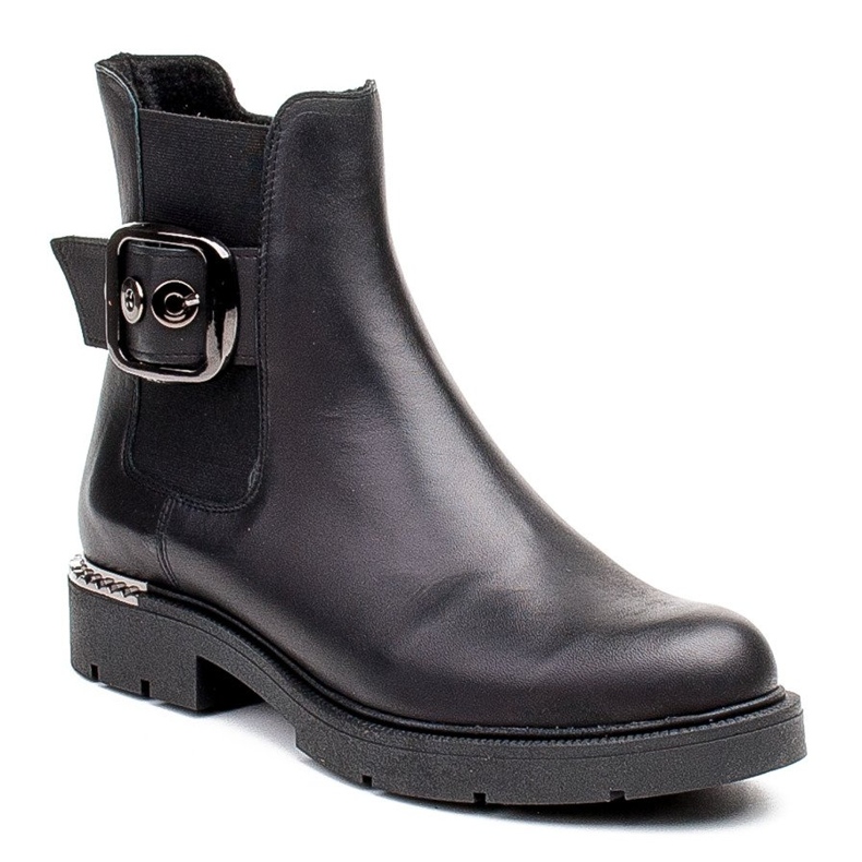Marco Shoes Marco women's Chelsea boots with a buckle and rubber black 1