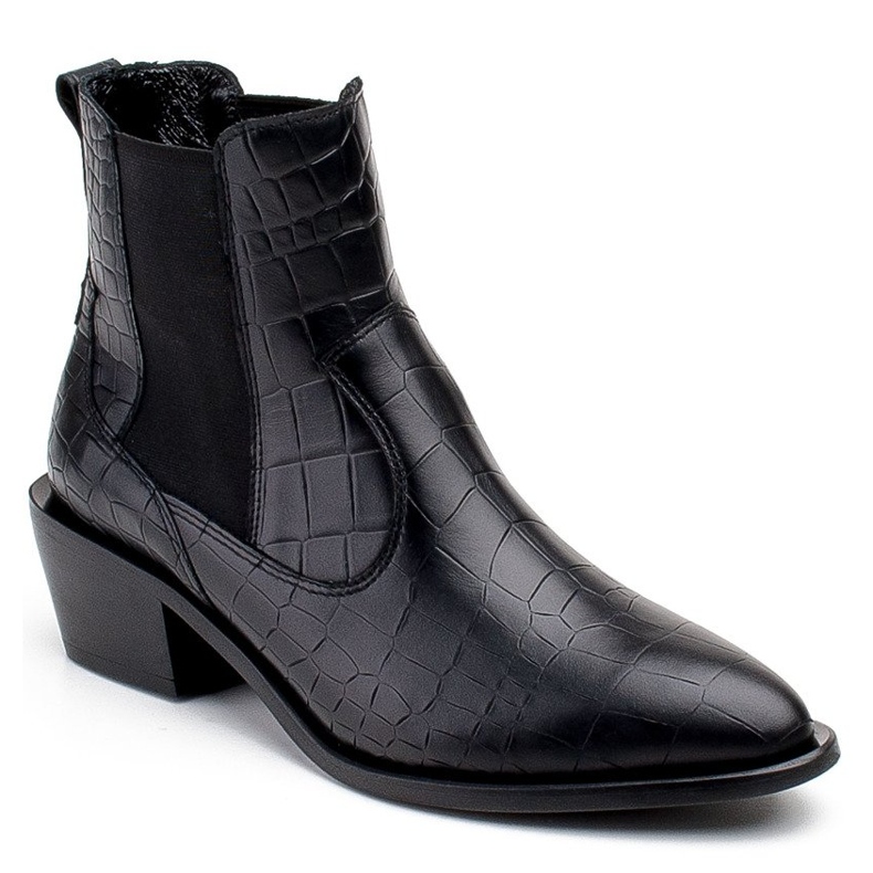 Marco Shoes Women's ankle boots in a cowboy style with a snakeskin motif black 1