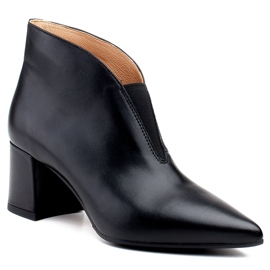Marco Shoes 1460B slim black leather ankle boots with a rubber upper 1 Marco Shoes 1460B slim black leather ankle boots with a rubber upper 1